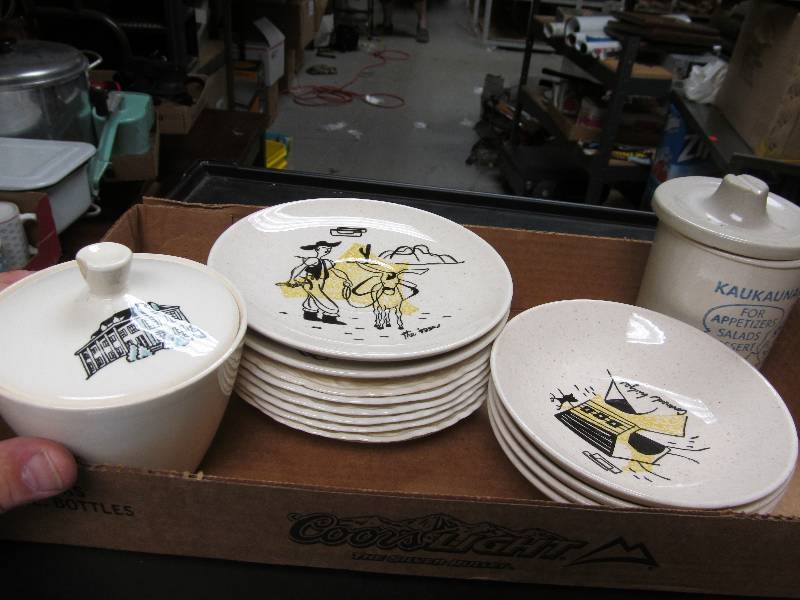 Lot of vintage plates and containers