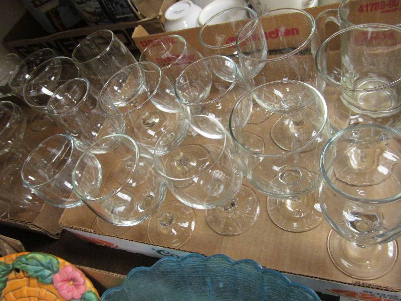 Large lot of beverage glasses