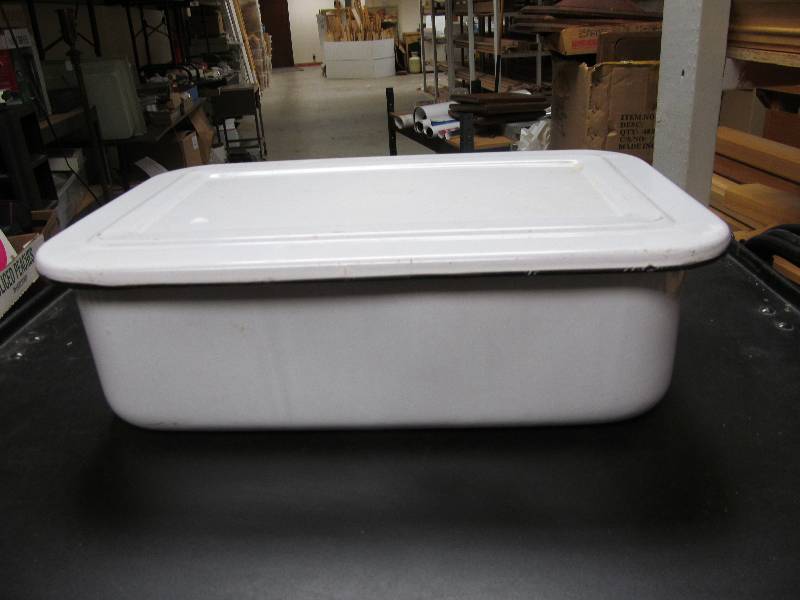 Vintage metal ceramic storeage container
