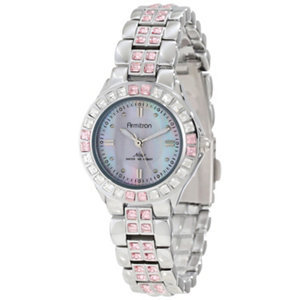 Armitron Ladies Pink & White Crystal Dress Watch