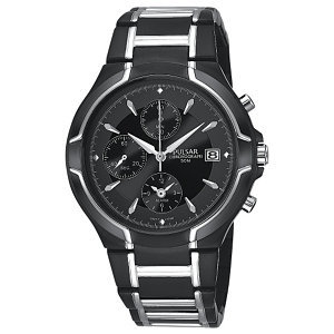 Pulsar Mens Black Chronograph Alarm Watch
