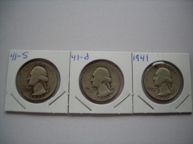 3-1941 Washington Quarters (p,d,s)