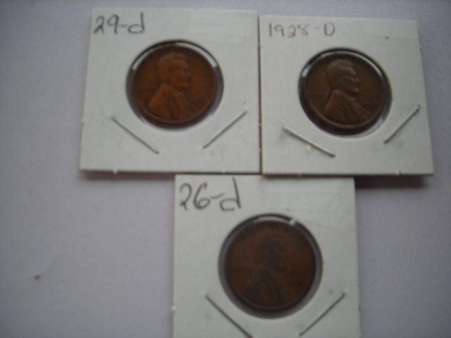 3-Lincoln Cents (1926d, 1928d, 1929d)