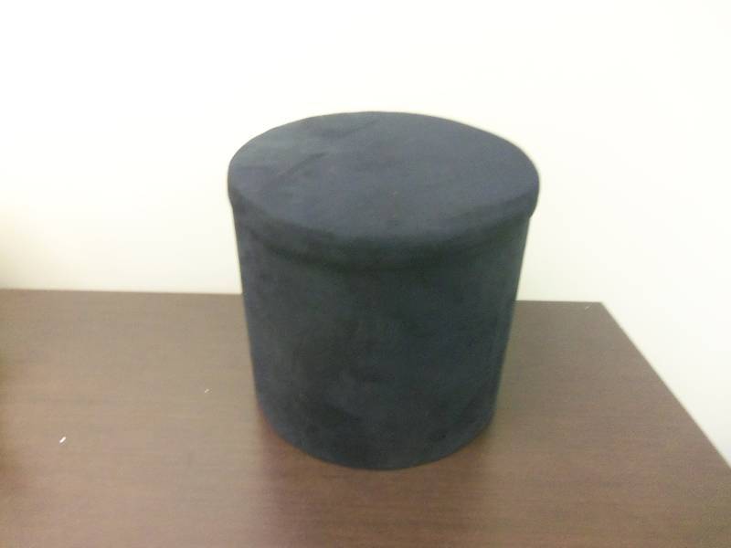 Round Black Ottoman with Storage