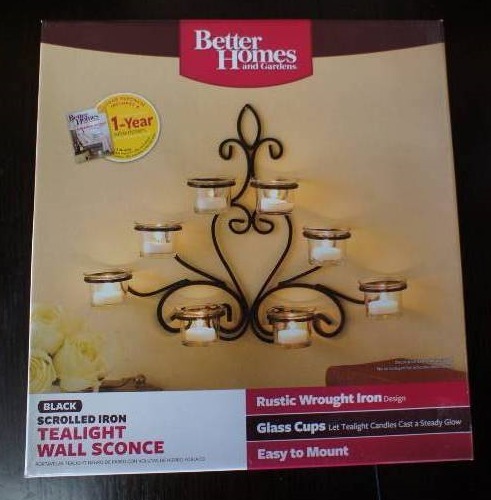 Better Homes Black Scrolled Iron Tealight Wall Sconce