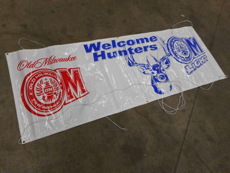 lot 35 image: 3x8 Old Milwaukee Welcome Hunter...
