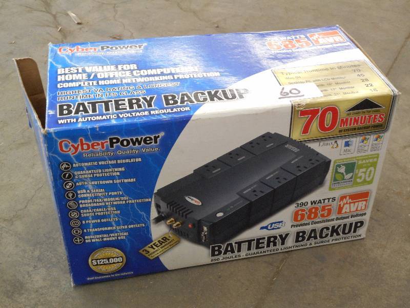 lot 60 image: Cyber Power 390 Watt Battery Backup...
