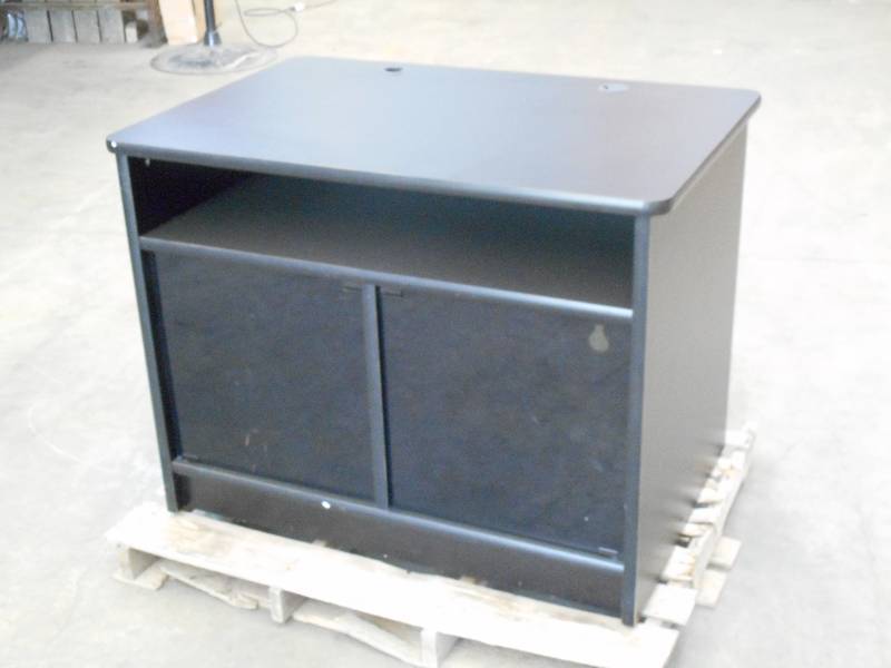 lot 91 image: Black Wooden Entertainment Cabinet ...