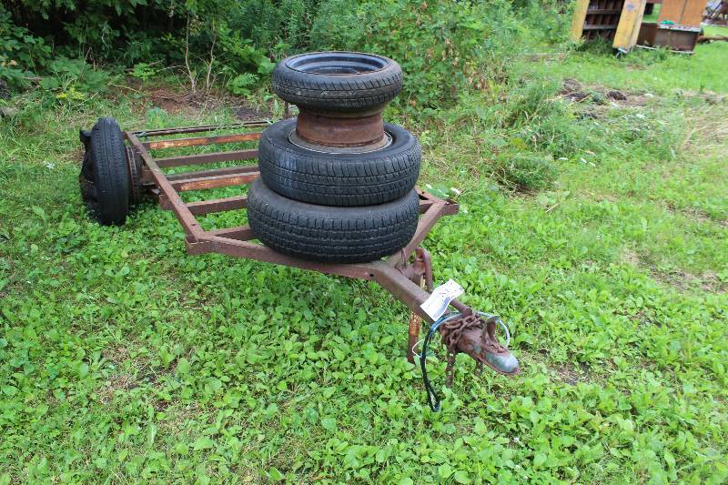 lot 48 image: Metal Trailer wBall Hitch & Extra Tires wRims 48 x 96.