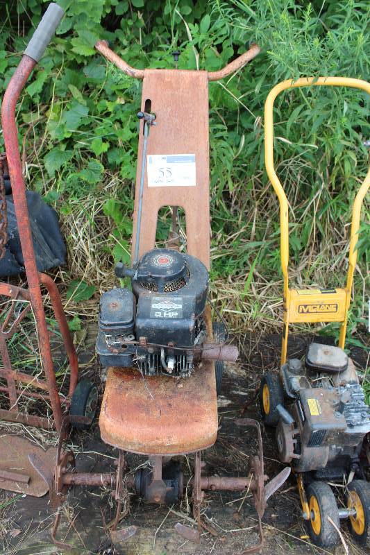 lot 55 image: Ground Tiller wBriggs & Stratton 3HP Motor Turns Over.