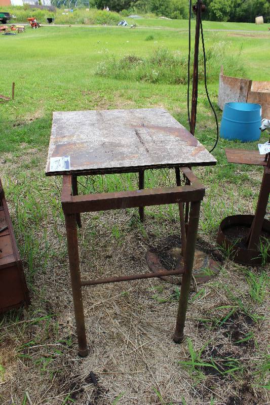 lot 70 image: Table wMetal Frame & Drawers 47 x 22 x 36.5 Drawers 25.5 x 13.5 x 43.