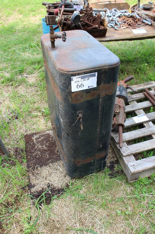 lot 66 image: Metal Tank wFaucet Attachment 24.5 x 14 x 40.
