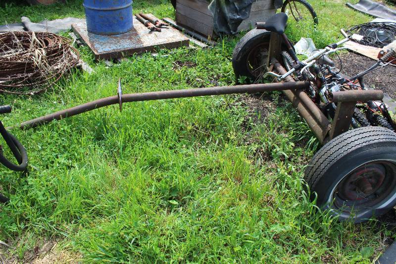 lot 118 image: Wheel Axle wTires & Rims & Pull-Along Bar 78 Width.