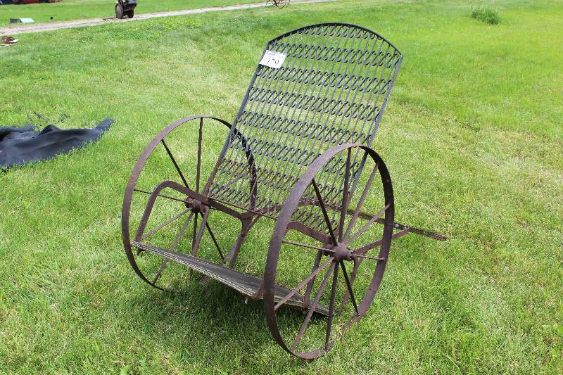 lot 179 image: Vintage Milk Wagon with old Metal Gate for Growing plants 35 x 58 x 32.
