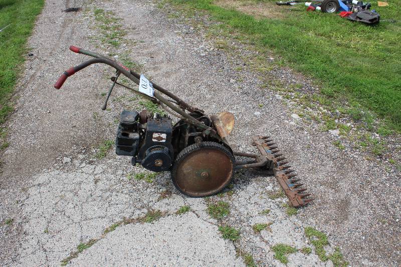 lot 170 image: Sickle Mower wBriggs & Stratton 5 HP Engine Turns Over.  Did run in Storage, currently not running.