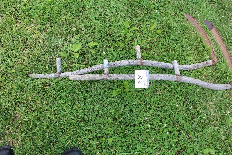 lot 183 image: Lot of (2) Metal Scythe wWooden Handles.