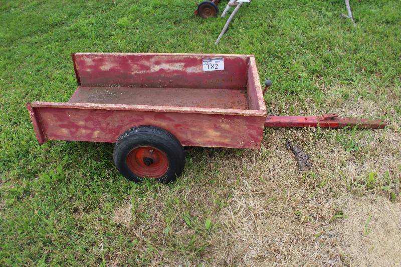 lot 182 image: Metal Trailer wTow Bar & Wheels wRims Box is 28 x 50 x 10.