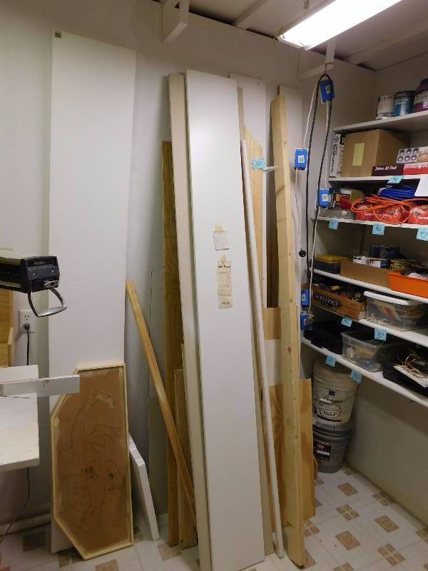 lot 50 image: large lot of misc wood and shelving see photos and inspect