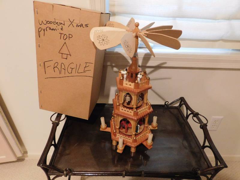 lot 58 image: German christmas pyramid Nativity scene, 3-tier
