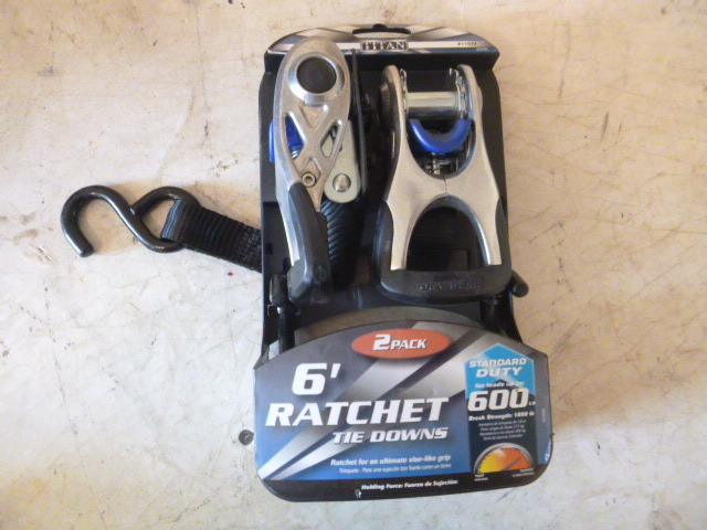 2 Titan Ratchet Tie Downs with J Hooks