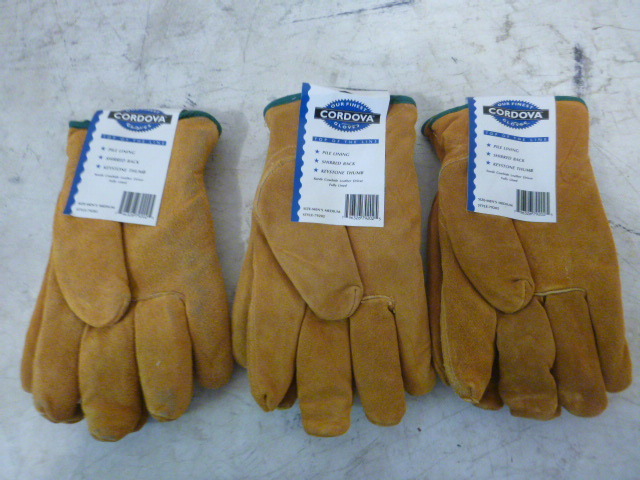 3 Pair of Cordova Leather Pile Lined Gloves