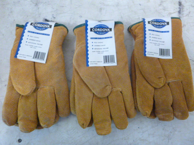 3 Pair of Cordova Leather Pile Lined Gloves