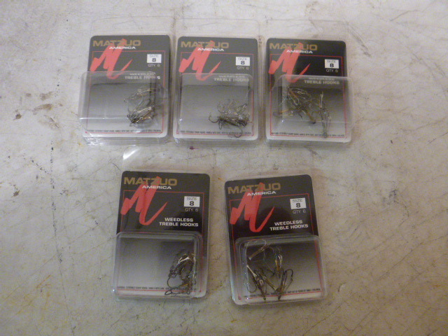 Matzuo 5 Packs of Weedless Treble Hooks