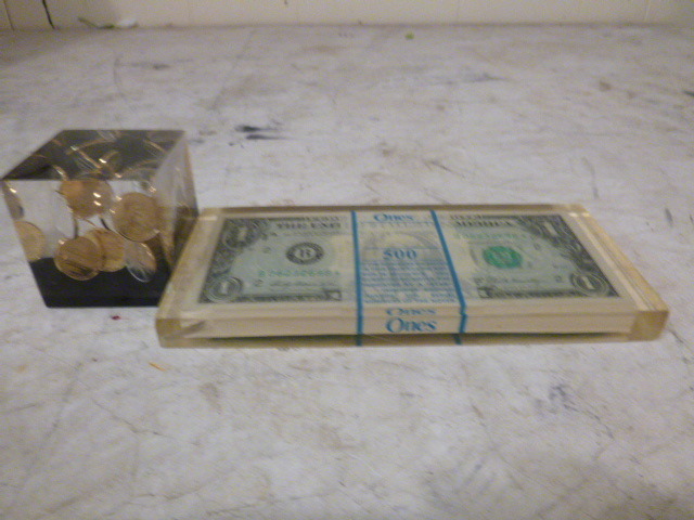2 Money Cube Paper Weights