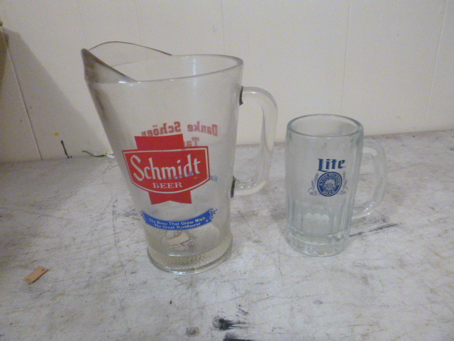 Schmidt Beer Pitcher and Miller Lite Mug