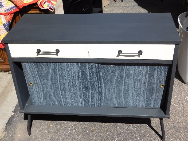 lot 2 image: vintage black dining room buffet white drawer