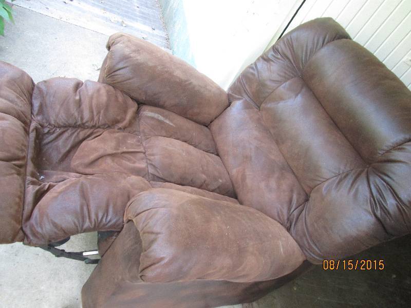 Plush brown recliner, has kind of a...
