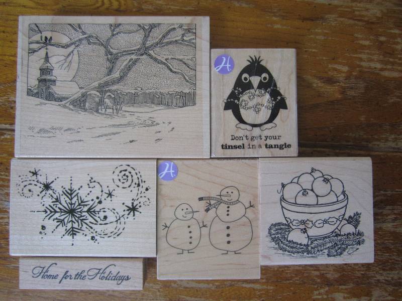 lot of 6 holiday themed stamps ...