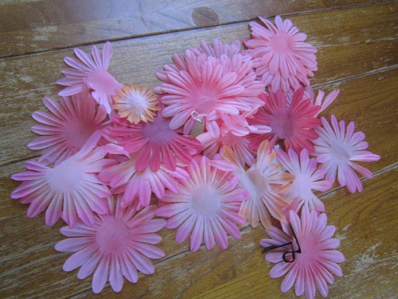 lot of pink artificial flowers ...