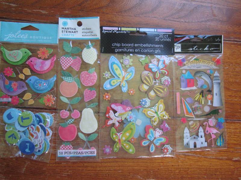 lot of stickers , chip board embell...
