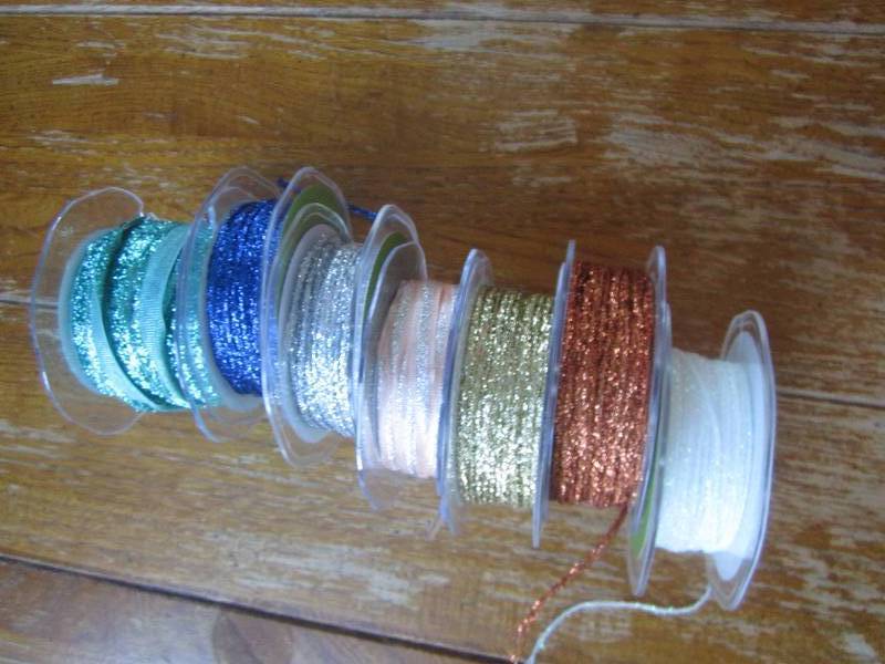 lot of 7 metallic ribbon spools ...