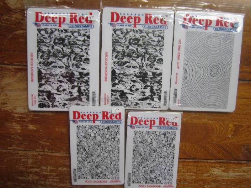 lot of 5 deep red cling stamps ...