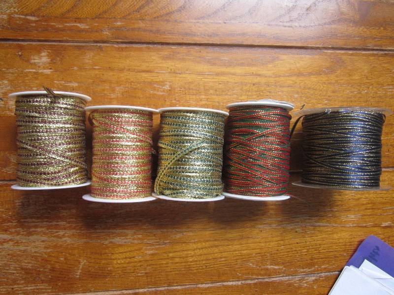 lot of 5 metallic ribbon spools ...