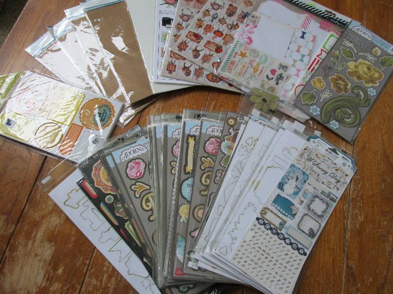 mixed lot of stickers, chipboard cu...