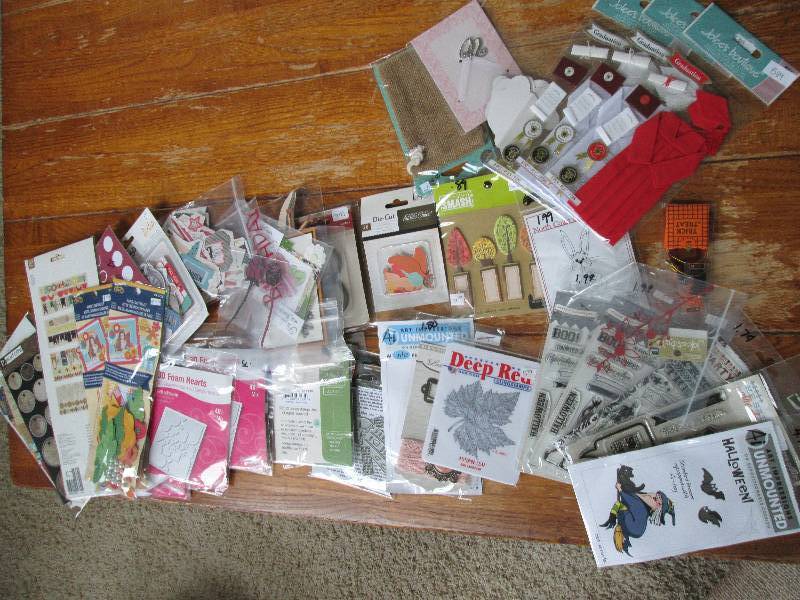 mixed lot of stamps, buttons, foam ...