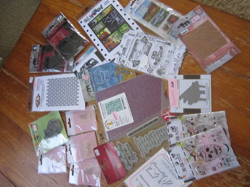 mixed lot of dies, stamps, 3D stick...