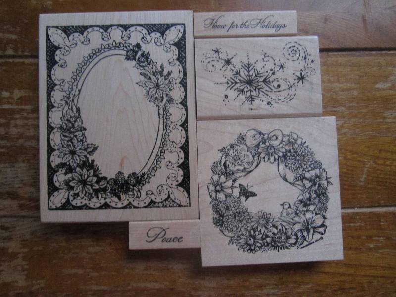 lot of 5 holiday themed stamps ...