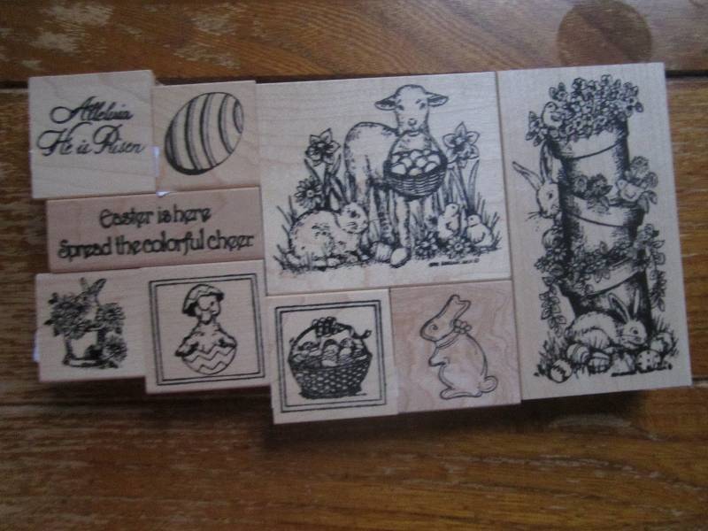 lot of 9 easter themed stamps ...