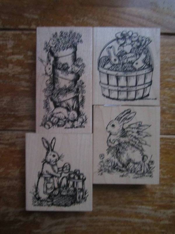 lot of 4 easter bunny stamps ...