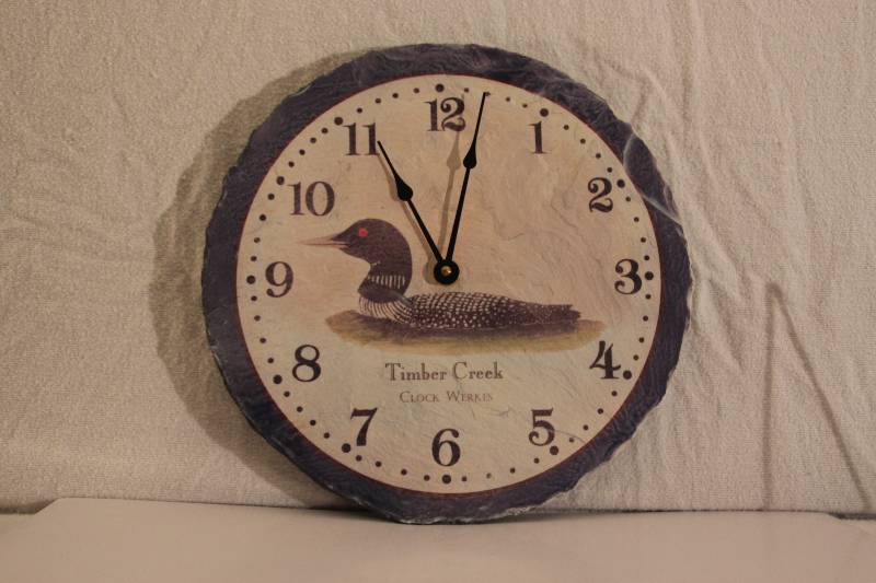 Loon Clock on Slate