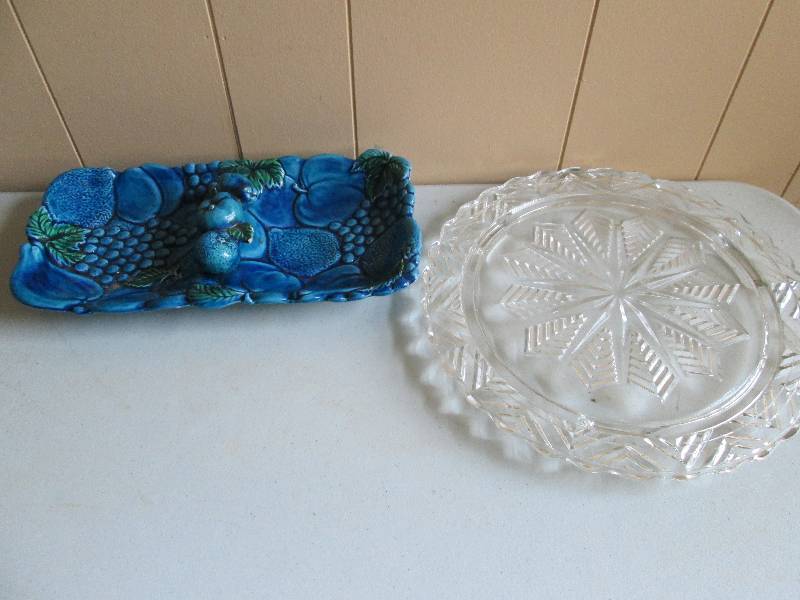 Pressed glass cake plate, and beaut...