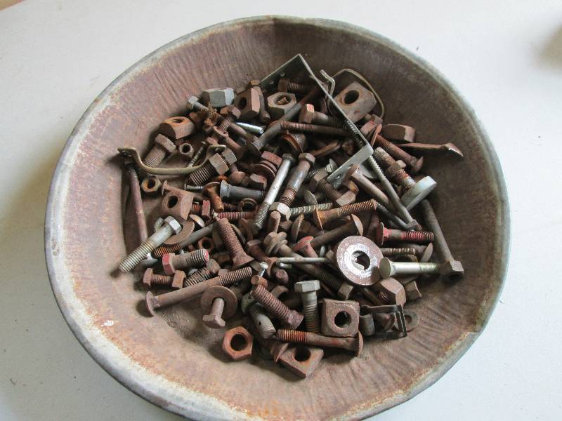 Tub of assorted nuts, bolts, screws...