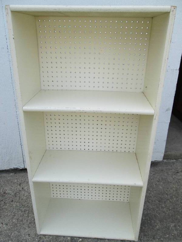 book shelf with peg board back coul...