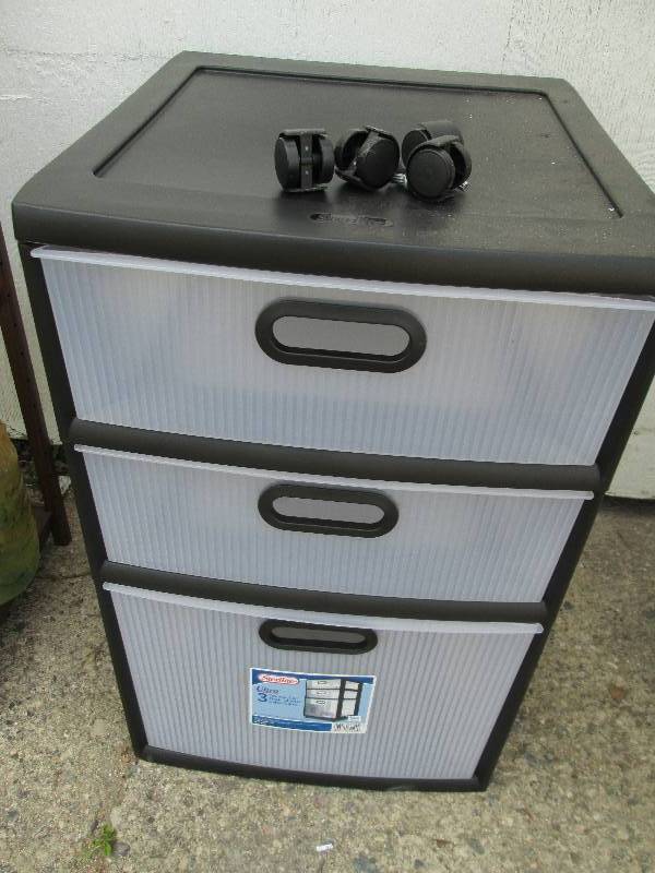 sterilite 3 drawer cart on caster w...