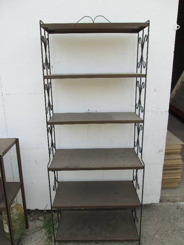 all metal vintage shelf wood grain ...