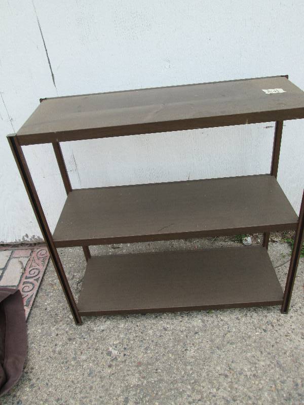 all metal shelf with painted wood ...